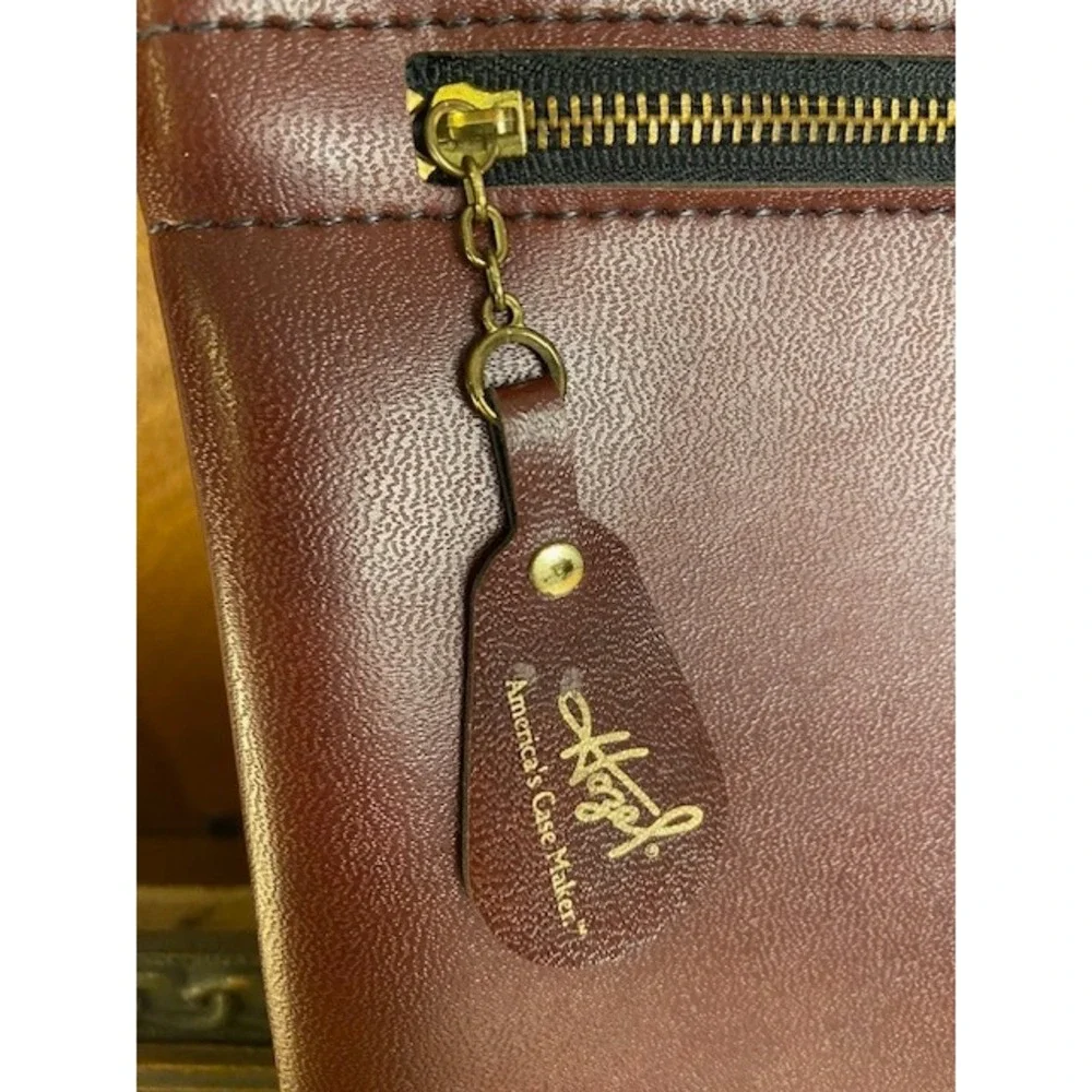 Hazel Portfolio Burgundy Vintage Faux Leather Document Case Hinged 16.5